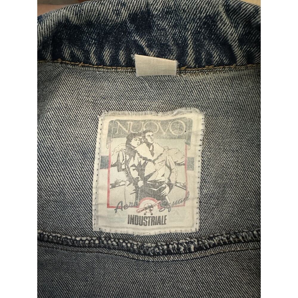 Vintage 80s Nuovo Industriale Aero Squad Jean Crop Jacket Denim Size Small - Picture 12 of 13